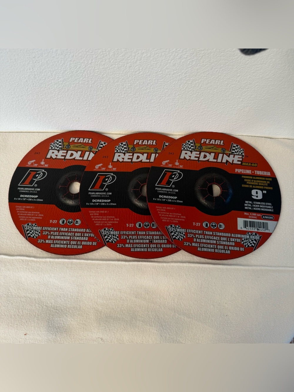 Pearl Redline 9” Grinding Wheels DCRIED90P – 3 Pack NEW